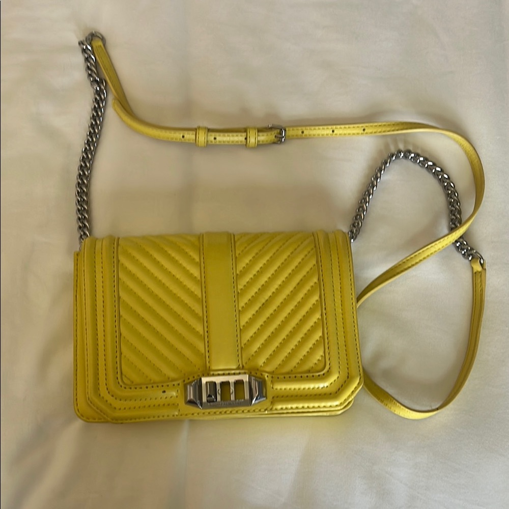 Rebecca Minkoff Yellow Quilted Crossbody Bag with Chain Strap